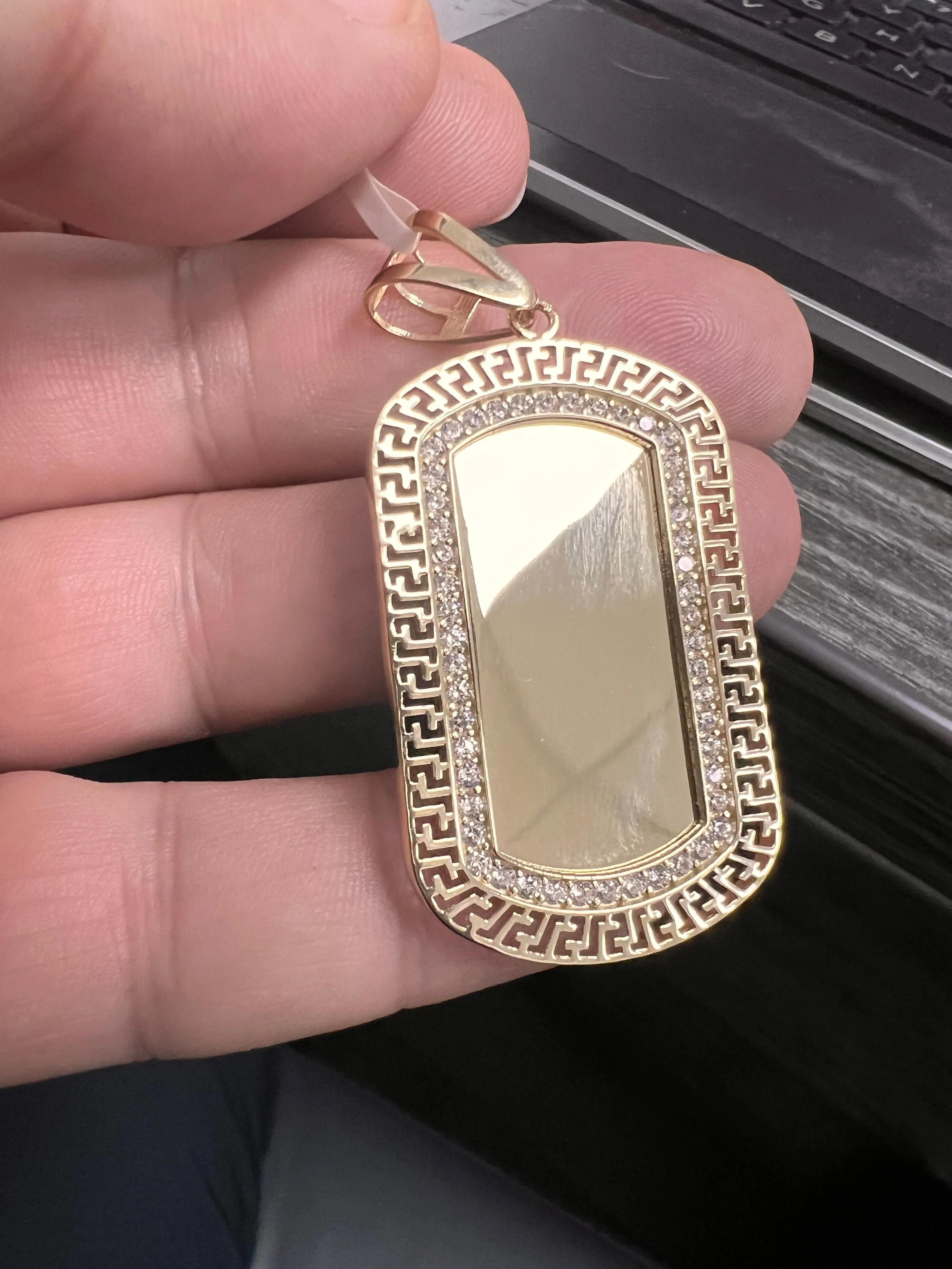 10k yellow gold memory tag 45mm pendant-227179