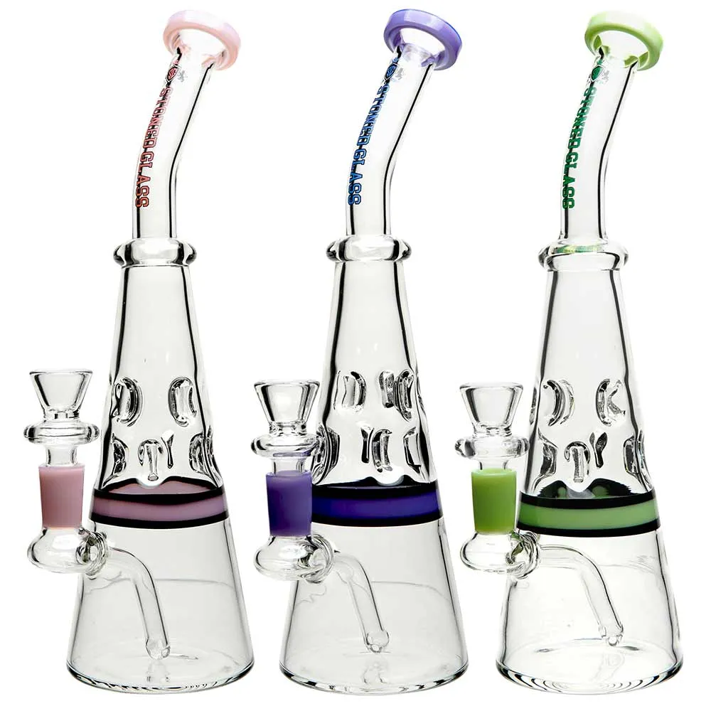 12" Stoned Glass Bent Neck Ice Catcher Beaker