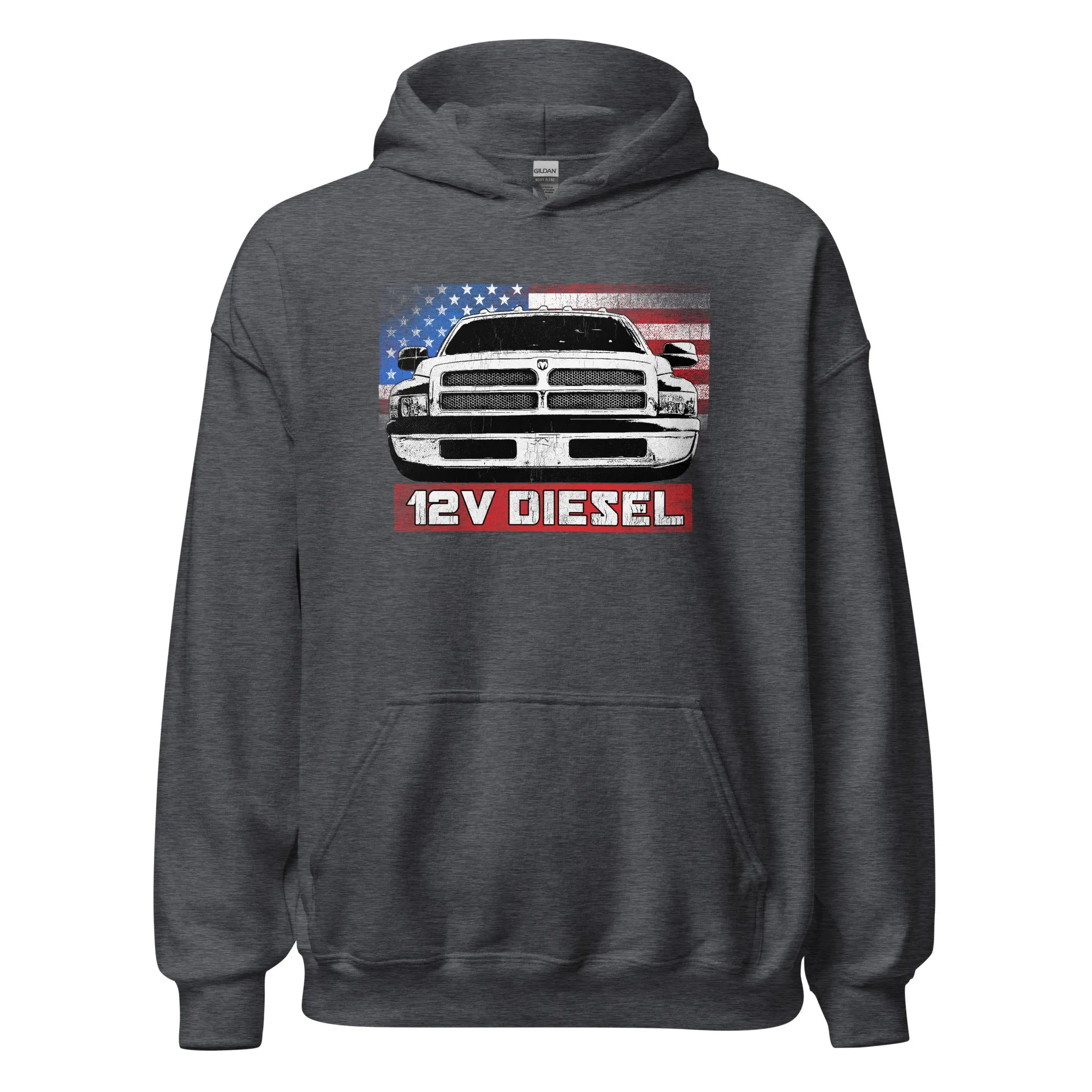 12v 5.9 2nd Gen Truck Hoodie Sweatshirt - American Flag Design