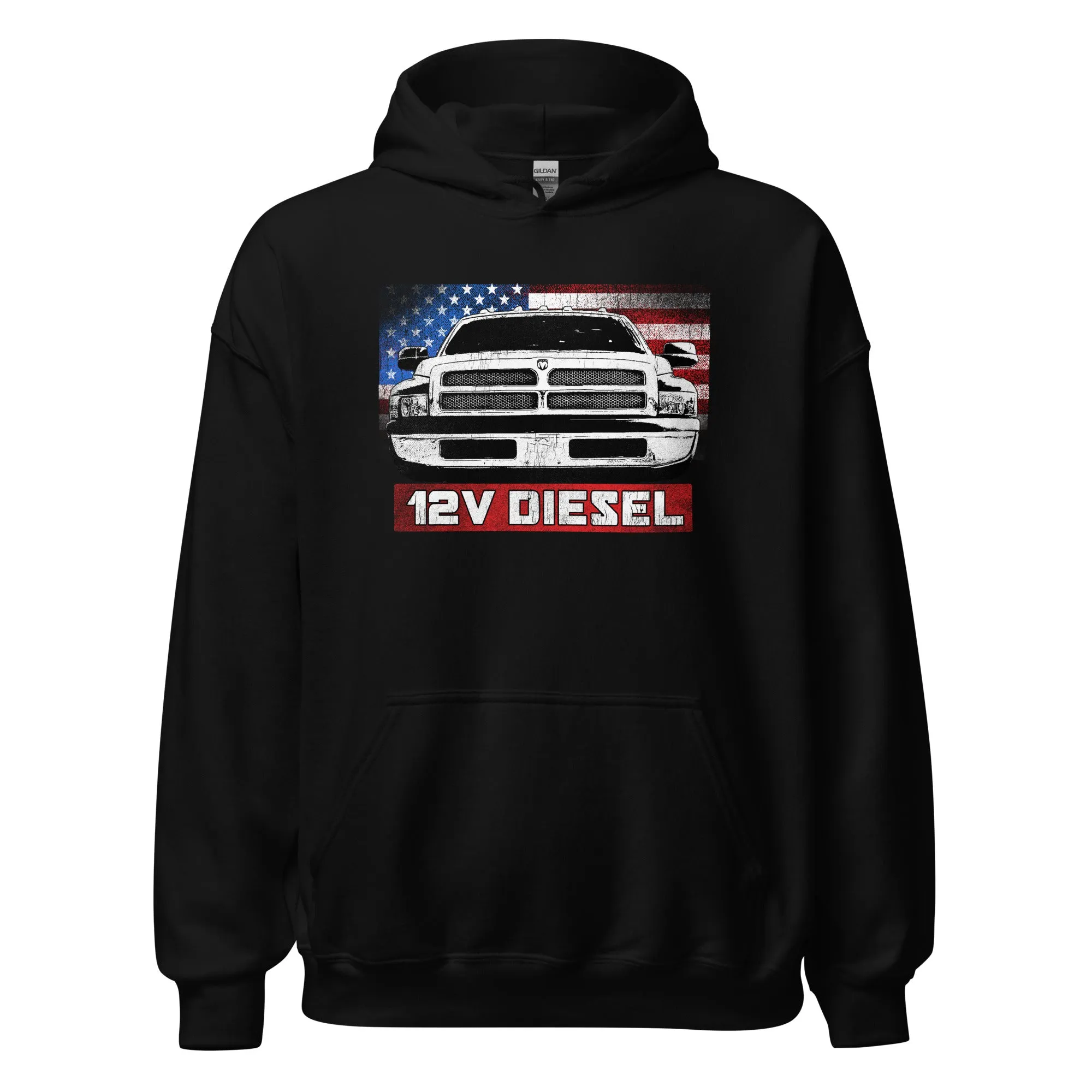 12v 5.9 2nd Gen Truck Hoodie Sweatshirt - American Flag Design