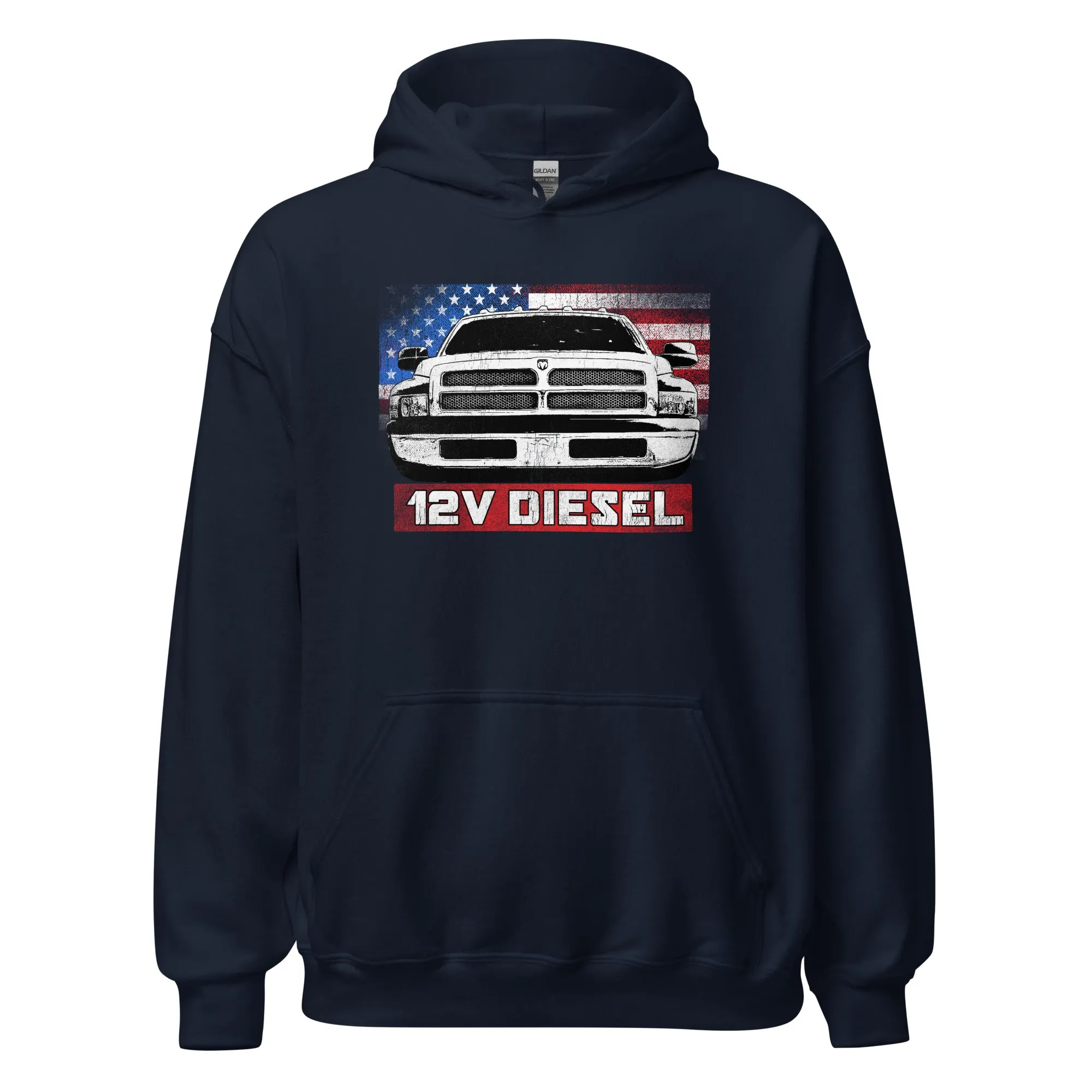 12v 5.9 2nd Gen Truck Hoodie Sweatshirt - American Flag Design