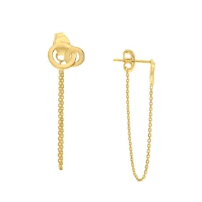 14K Yellow Gold Front to Back Linked Interlocking Circle Chain Earrings