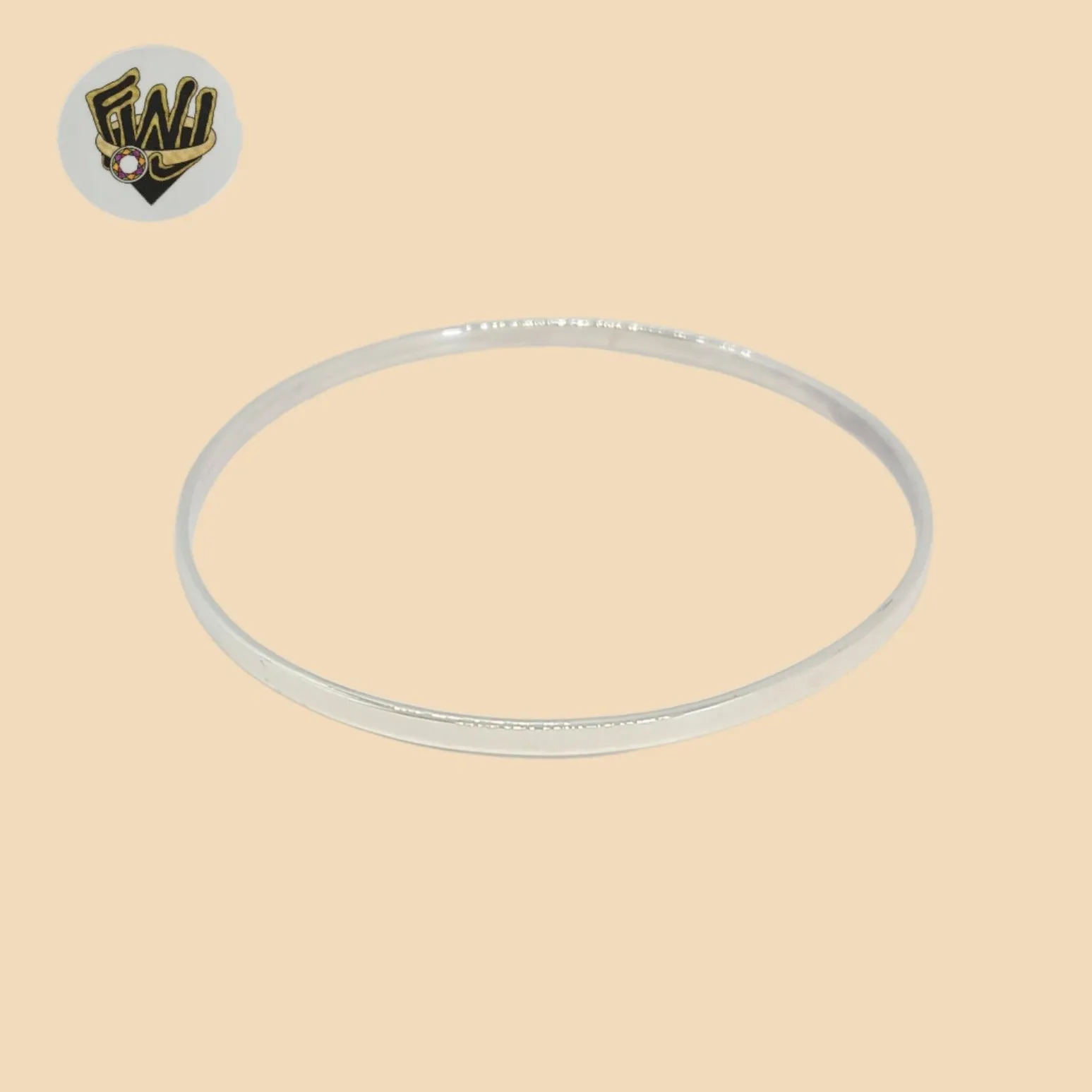 (2-0611) 925 Sterling Silver - 3mm Plain Squared Bangle.