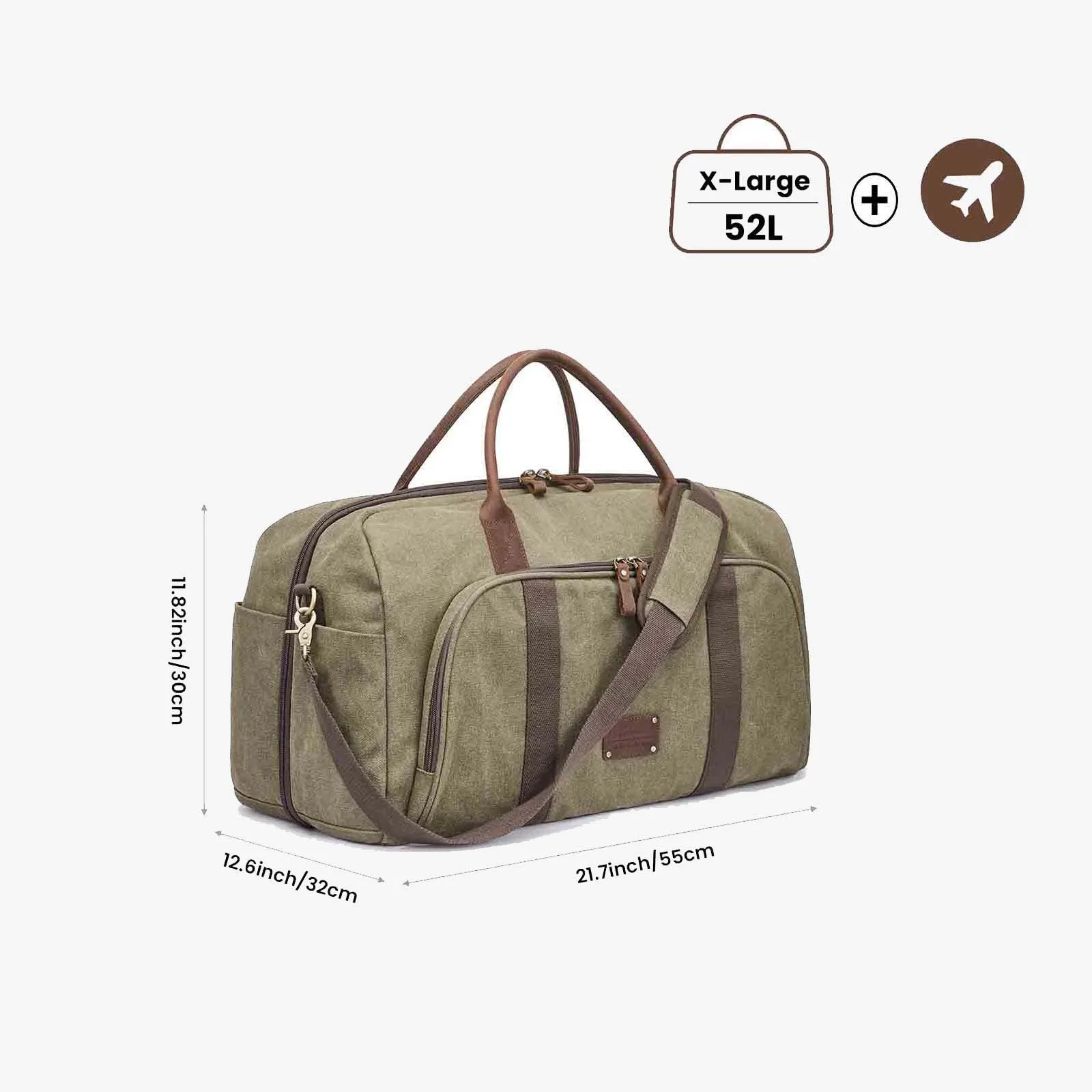 52L Canvas Carry on RFID Blocking Duffle Bag