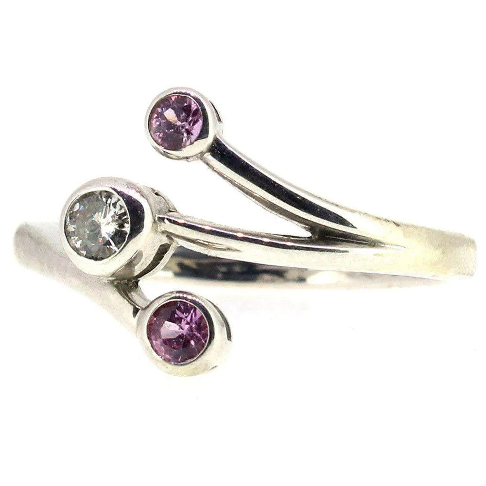 9 Carat White Gold Diamond and Pink Sapphire Dress Ring