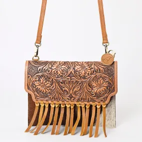 A&A-844A  Montana West Hand Tooled 100% Genuine Leather Hair On Cowhide  Fringe Crossbody