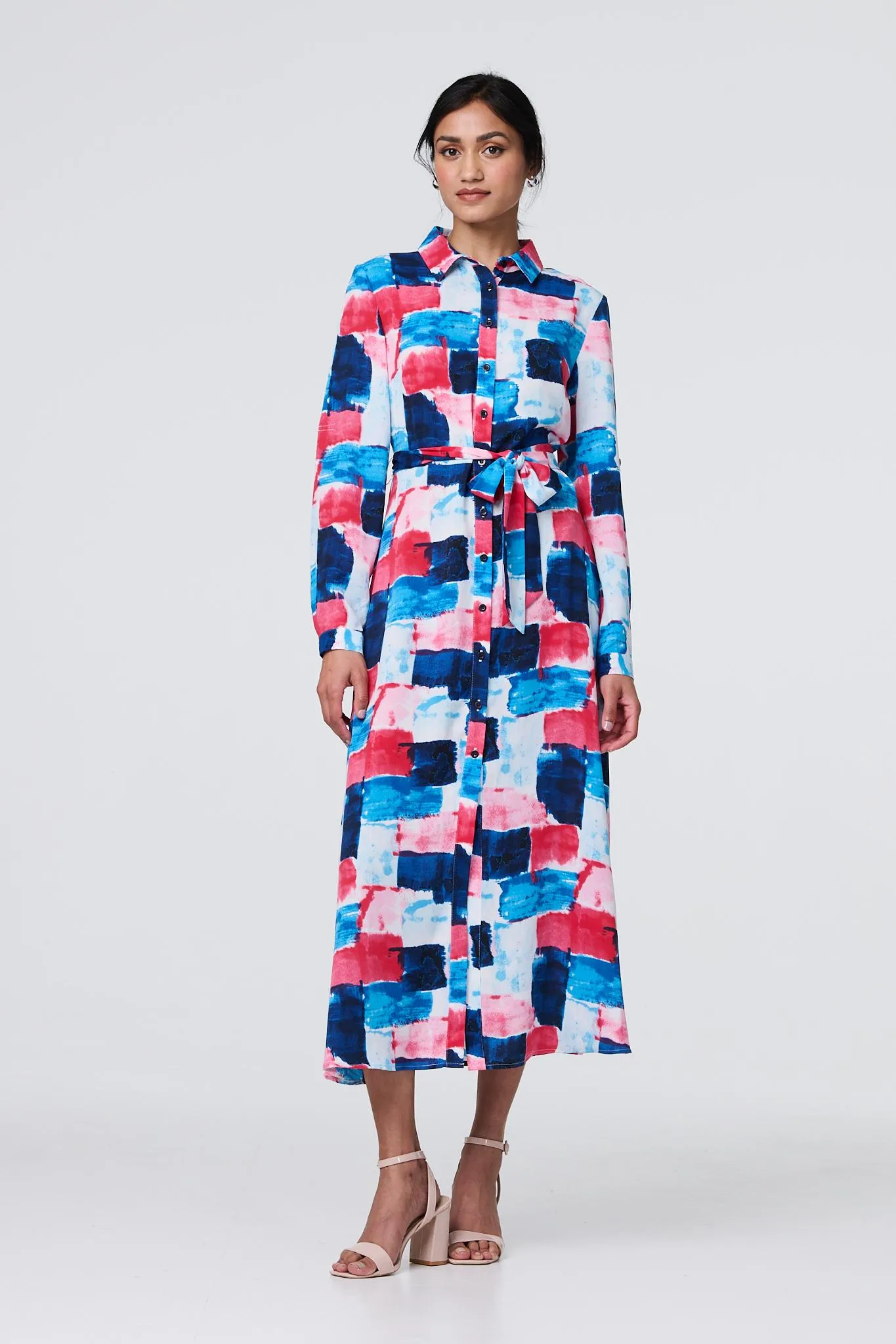 Abstract Print Midi Dress