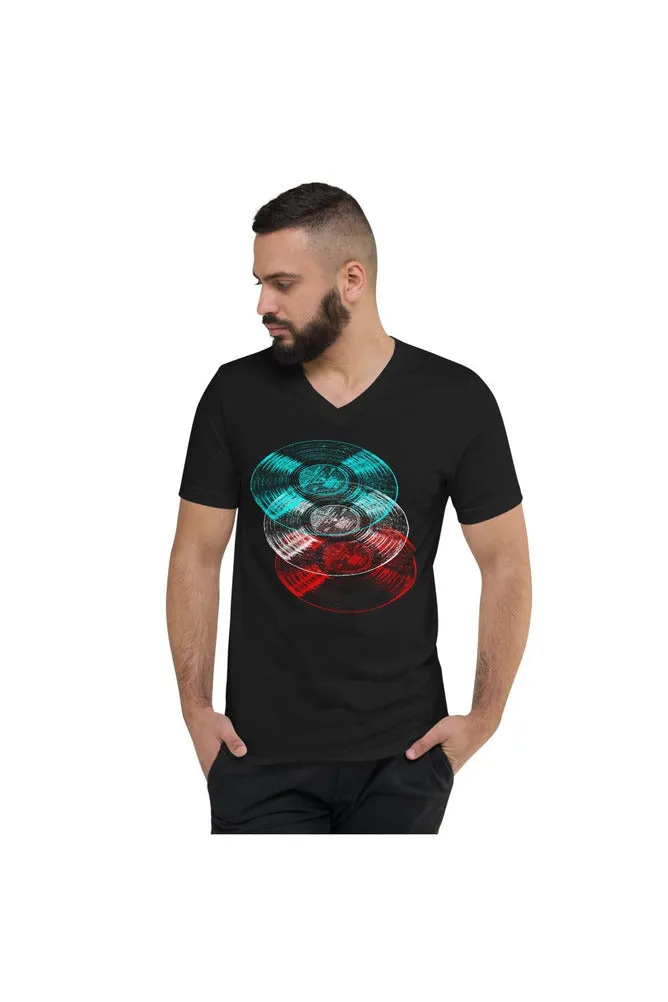 Anaglyphic Vinyl Unisex Short Sleeve V-Neck T-Shirt