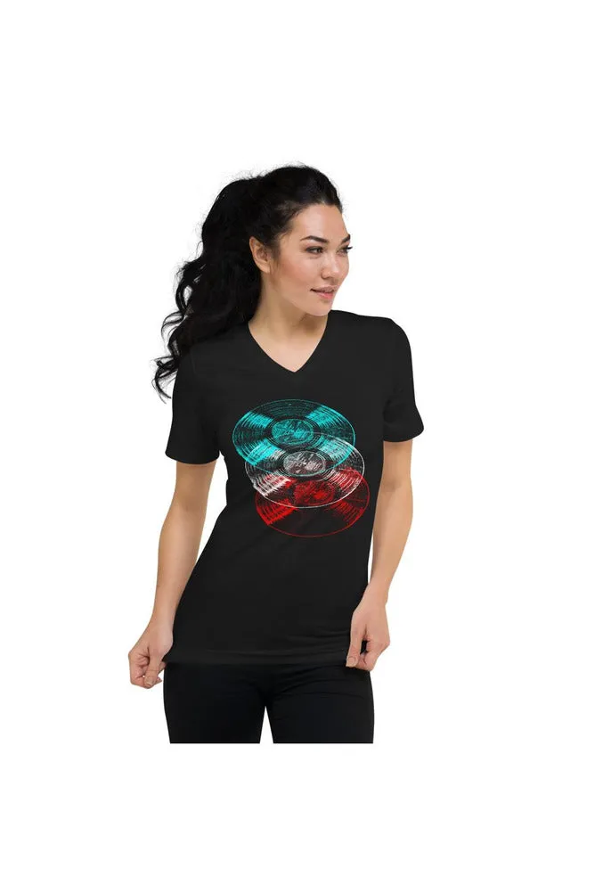 Anaglyphic Vinyl Unisex Short Sleeve V-Neck T-Shirt