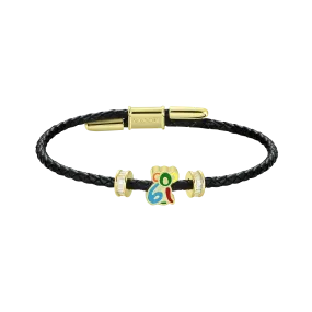 APORRO X COOGI Koala Logo Baguette Beads Leather Bracelet