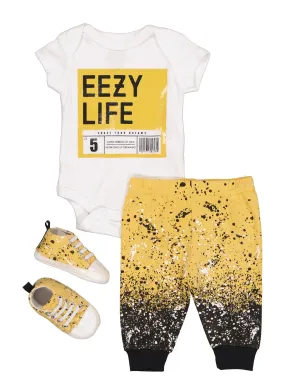 Baby Boys 0-9M Eezy Life Graphic Bodysuit with Joggers and Shoes