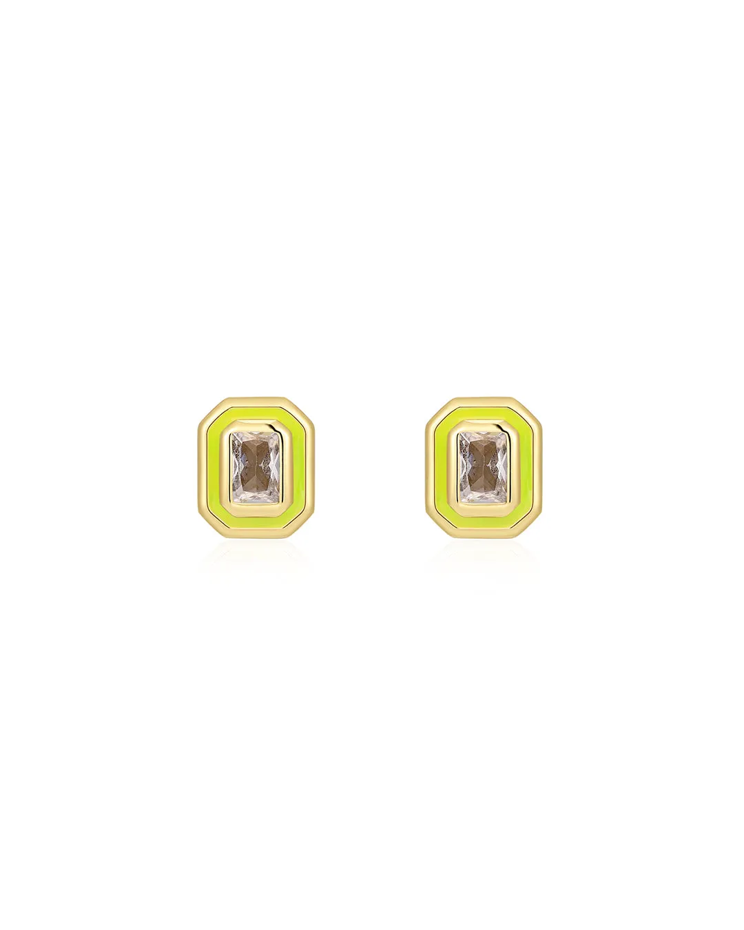 Bezel Studs- Neon Yellow- Gold