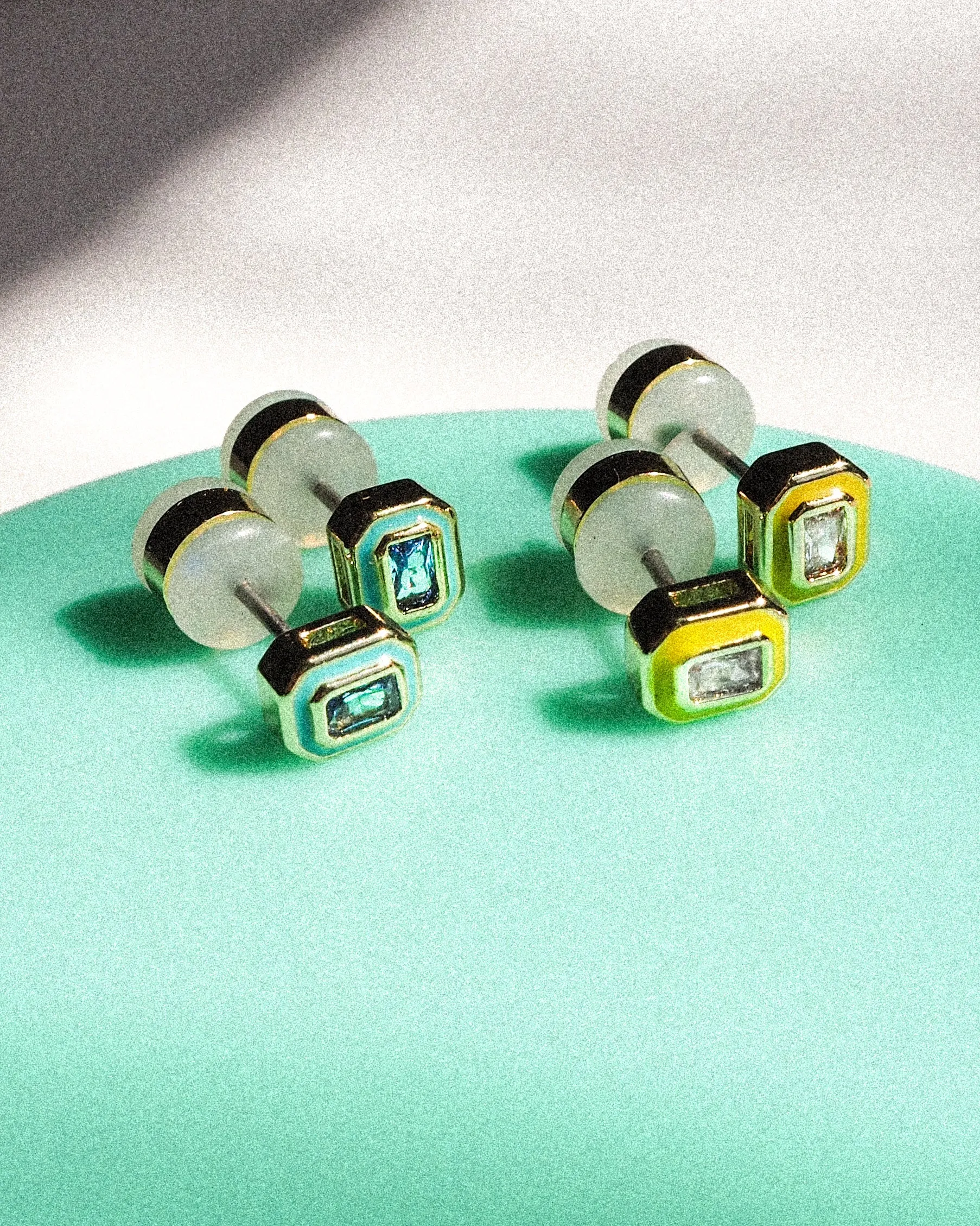 Bezel Studs- Neon Yellow- Gold