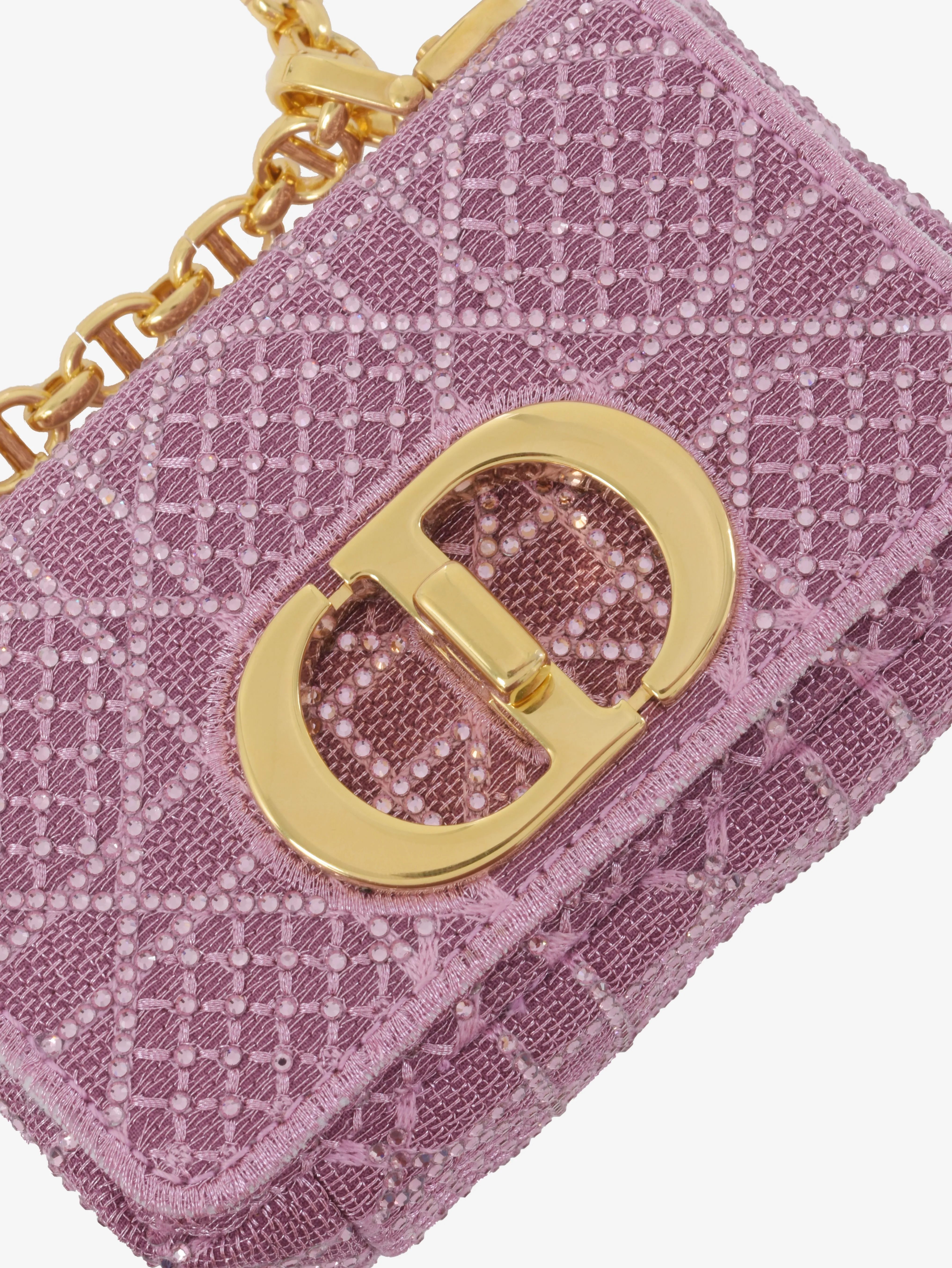 Dior Caro Micro Bag In Pink Lurex