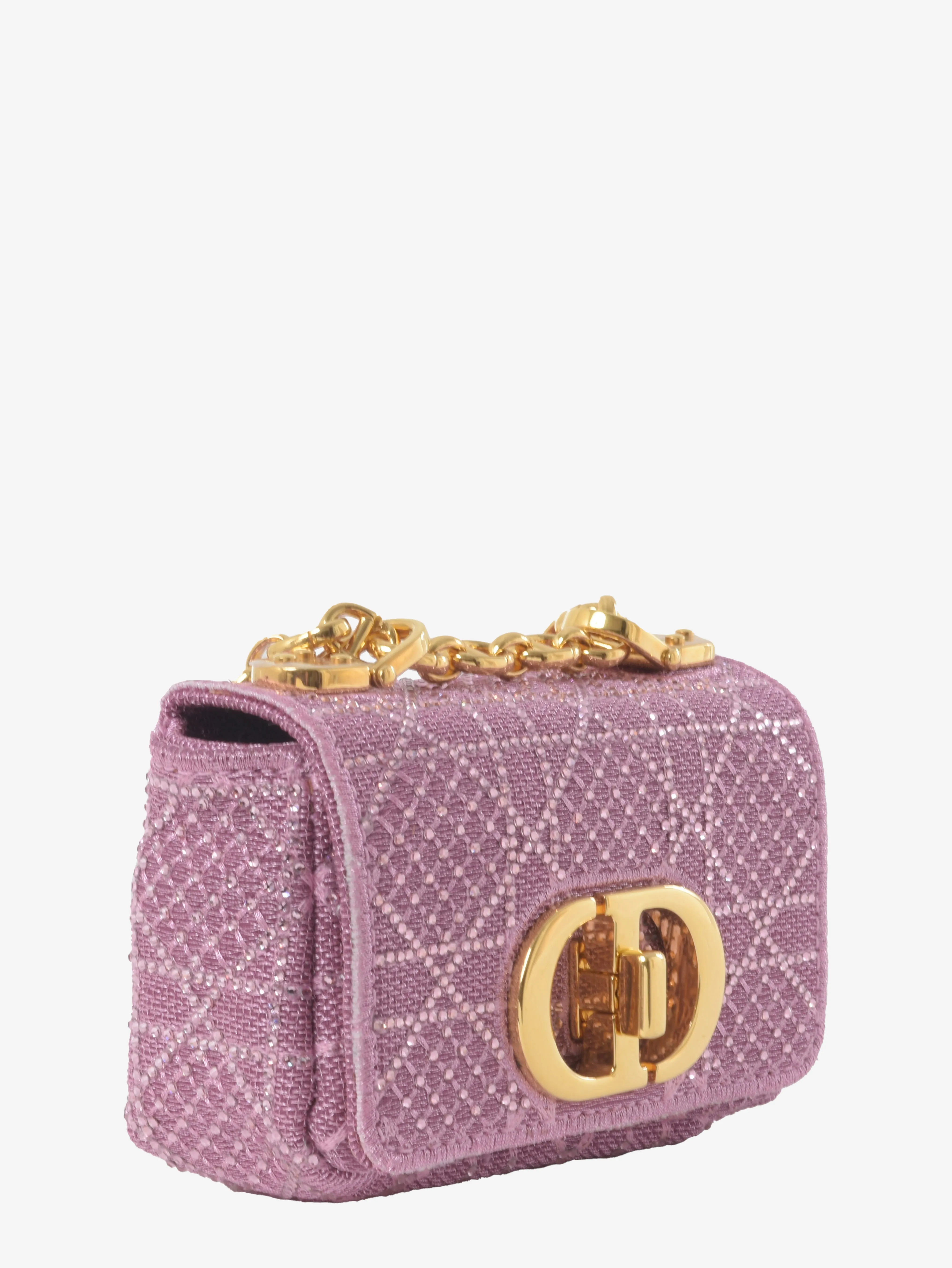 Dior Caro Micro Bag In Pink Lurex