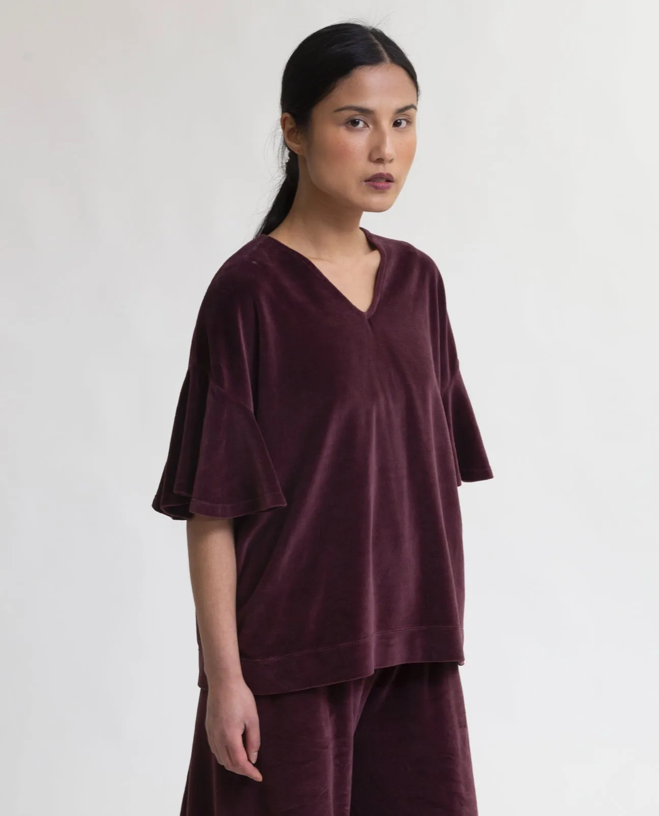 Ester Organic Cotton Velour Top In Mauve