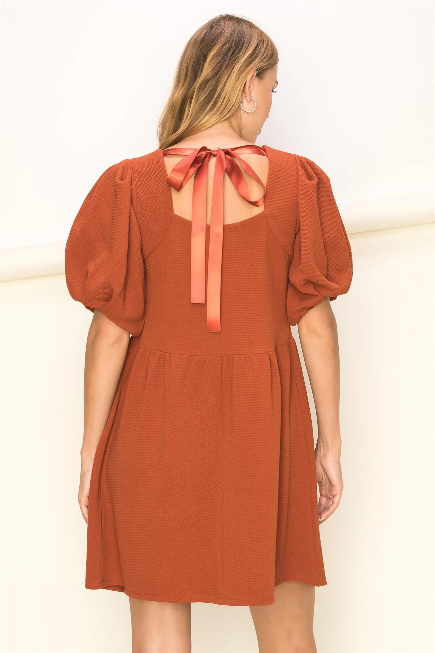 'Fall Behind' Dress - Rust