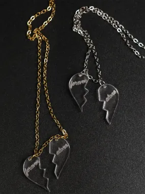 Forever Alone Broken Heart Dual Pendant Necklace