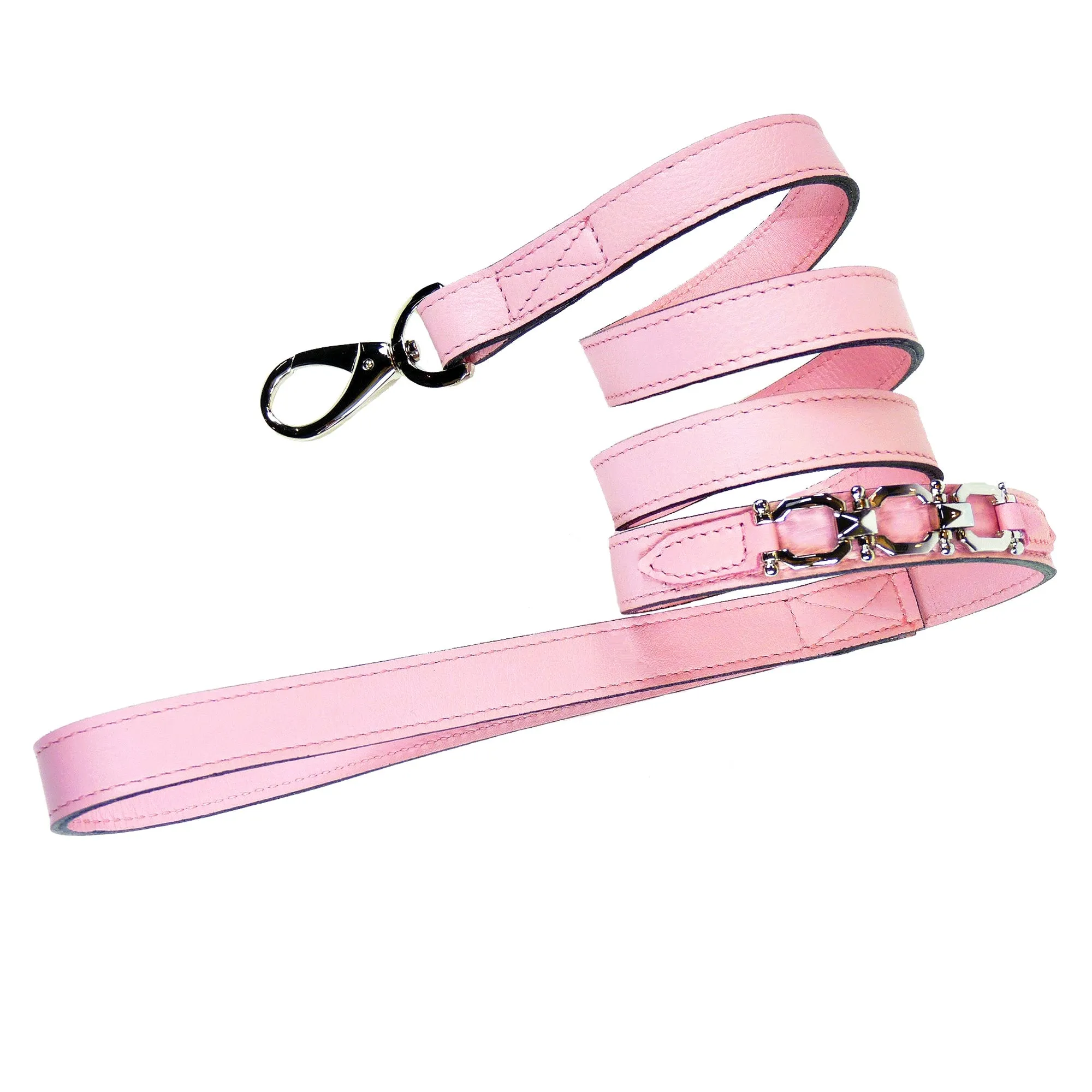 Georgia Rose Dog Leash in Sweet Pink & Nickel