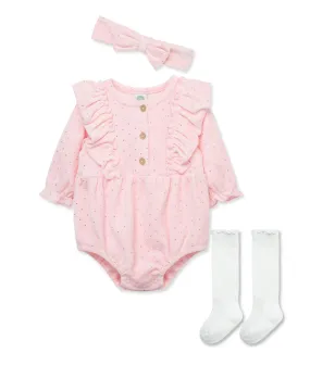 Gold Dots Velour Bubble Set (3M-12M)