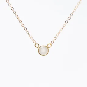 Gold Moonstone Circle Stone Necklace