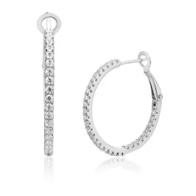 GOLD PLATED SILVER 1.5MM MOISSANITE HOOP EARRINGS 15MM & 25MM DIAMETER