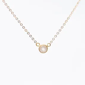 Gold Rose Quartz Circle Stone Necklace