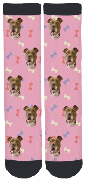 Hazel the Pitbull Pink Socks