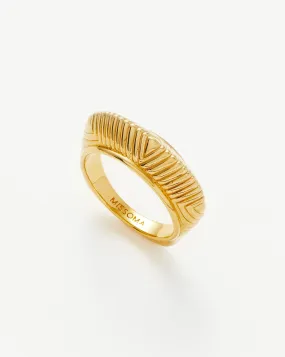 Hera Dome Ridge Stacking Ring | 18ct Gold Plated Vermeil