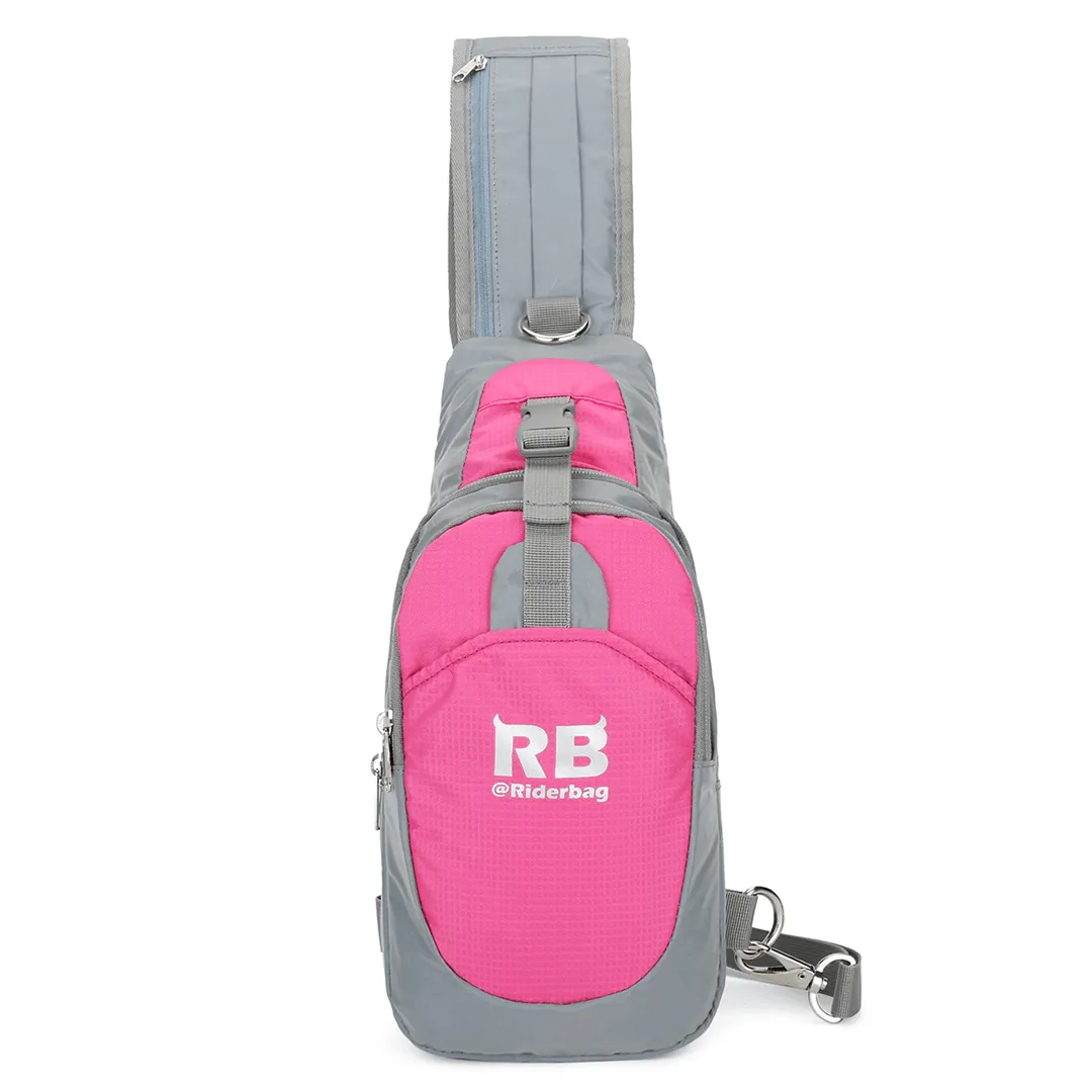 High Visibility Reflective Pink Sling Bag, Crossbody Bag, Shoulder Backpack by Riderbag Unisex