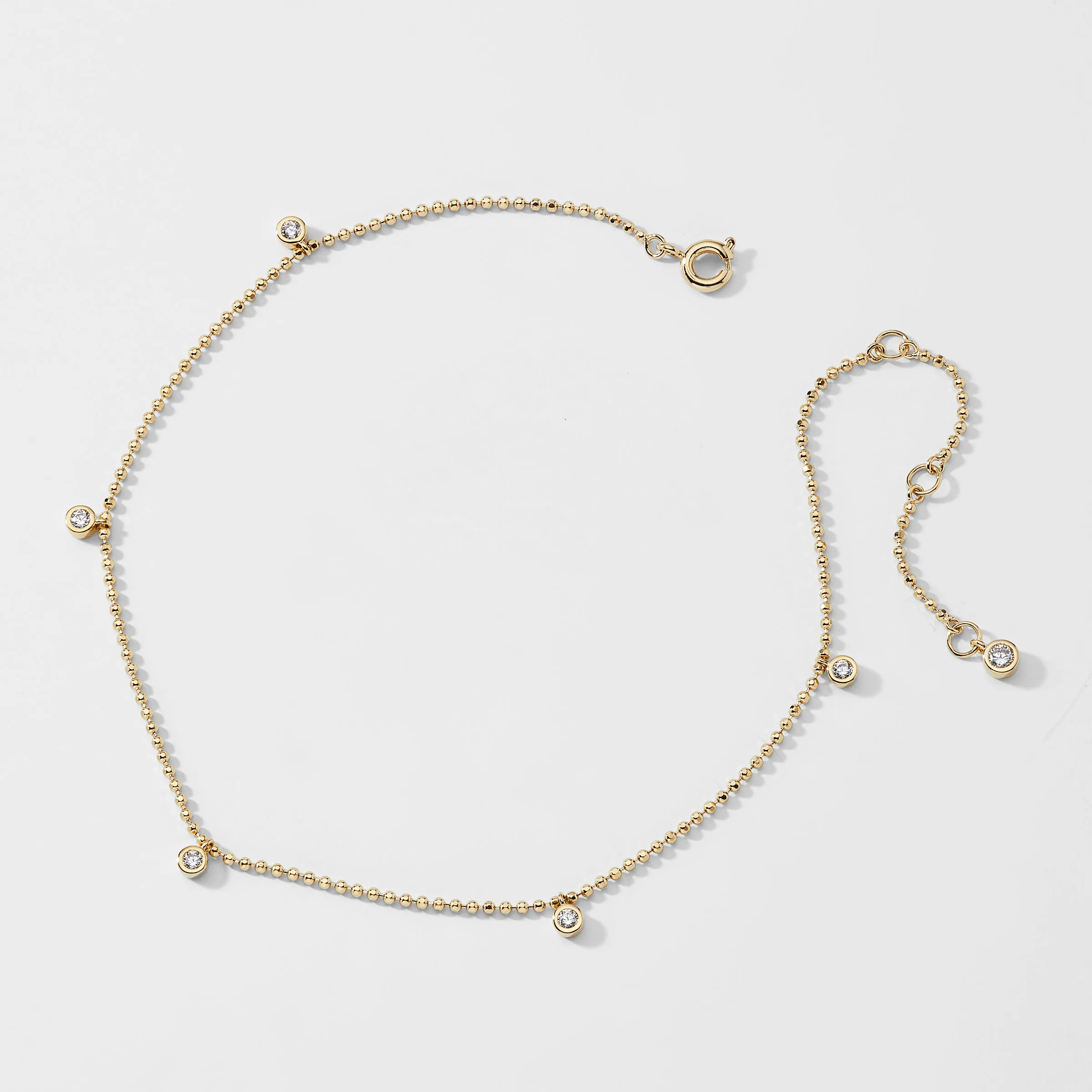 ITTY BITTY CZ BALL CHAIN ANKLET