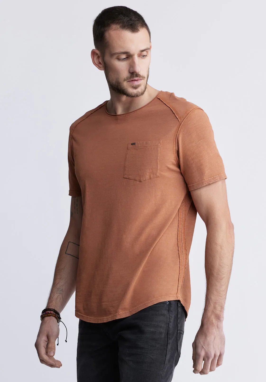 Kamizo Men's Pocket T-shirt in Mocha Brown - BM24346