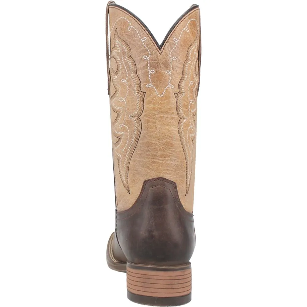 'Laredo' Women's 11" Delaney Western Square Toe - Dark Brown / Bone