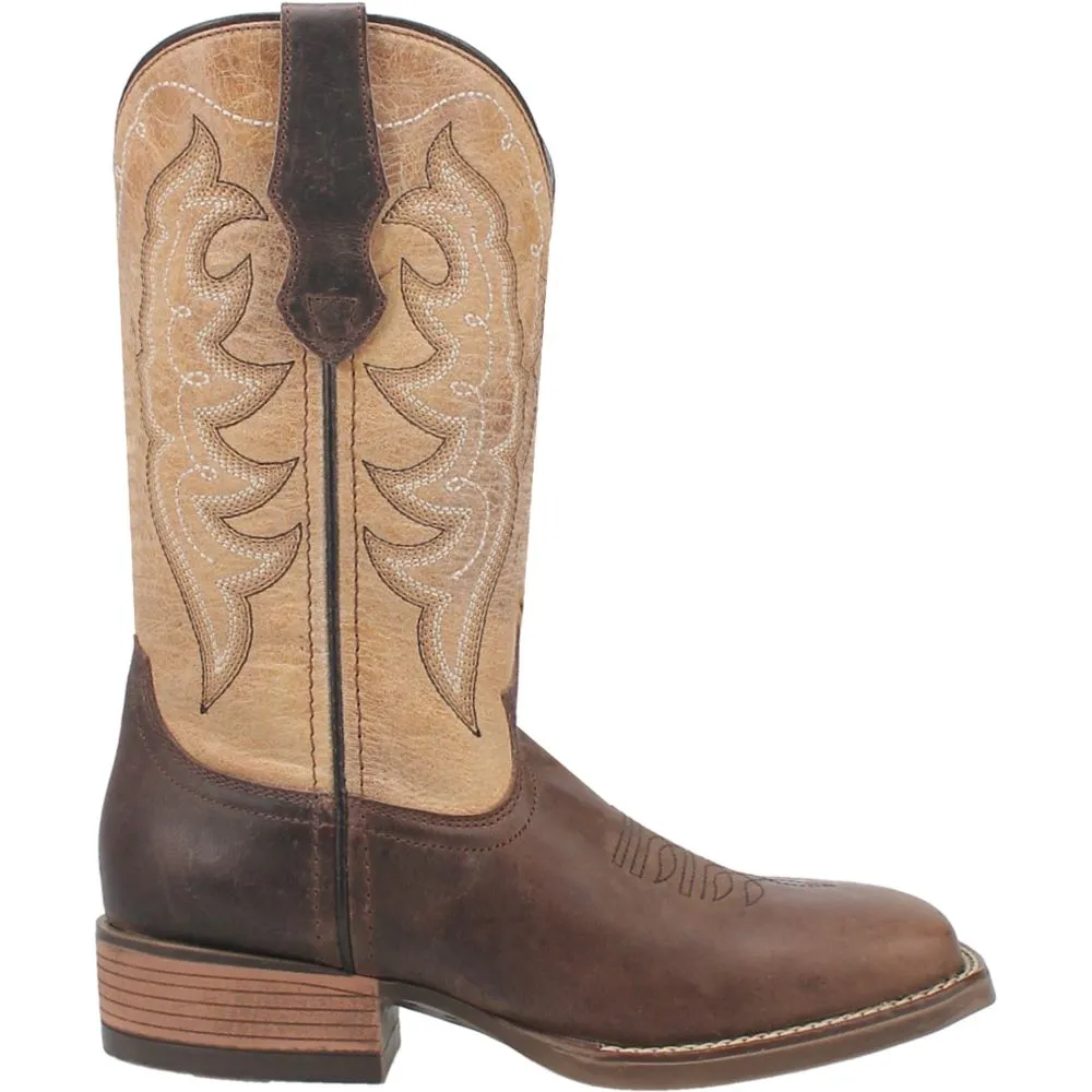 'Laredo' Women's 11" Delaney Western Square Toe - Dark Brown / Bone