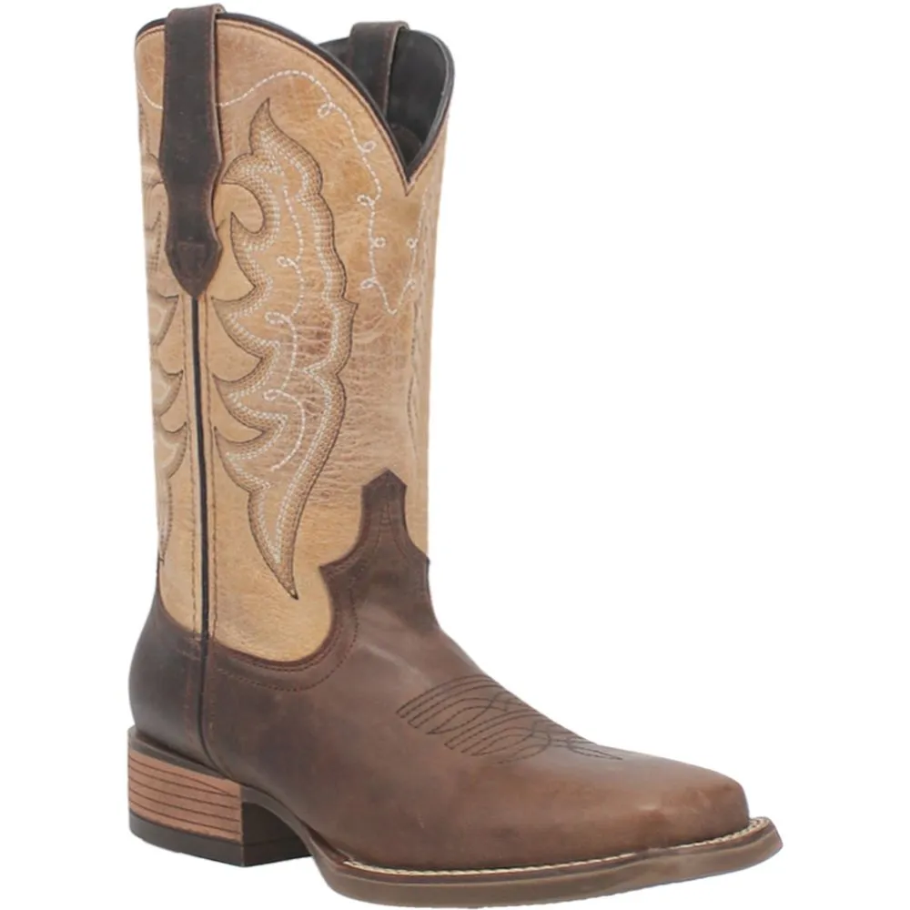 'Laredo' Women's 11" Delaney Western Square Toe - Dark Brown / Bone