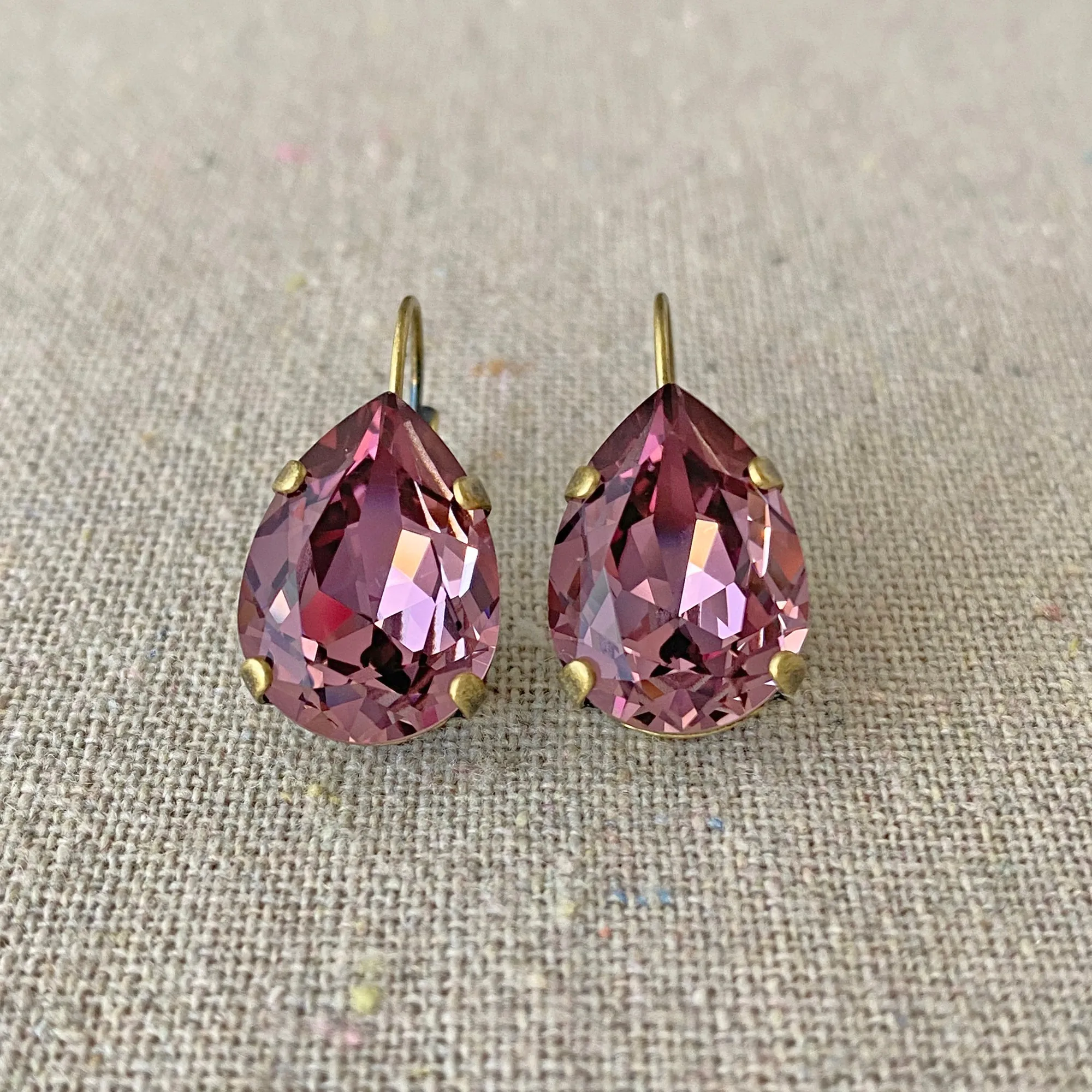 Large Pear Leverback Earrings