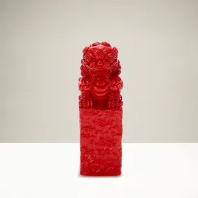 Lion Signet Cinnabar Carving