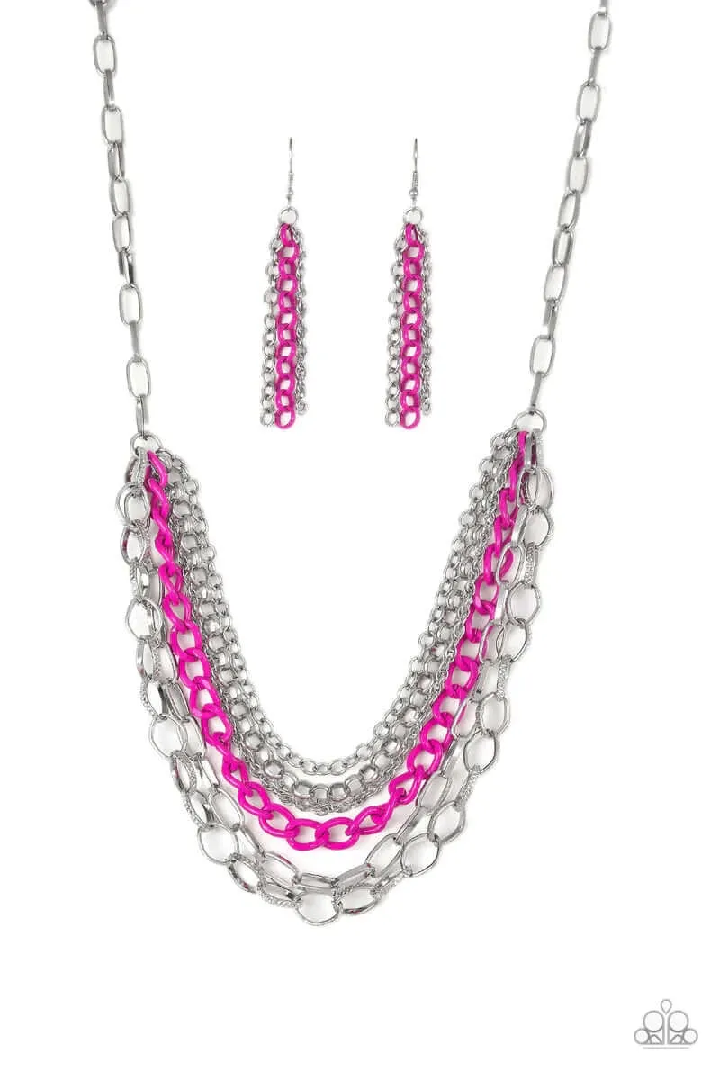 Paparazzi Accessories  - Color Bomb #N526 Peg - Pink Necklace