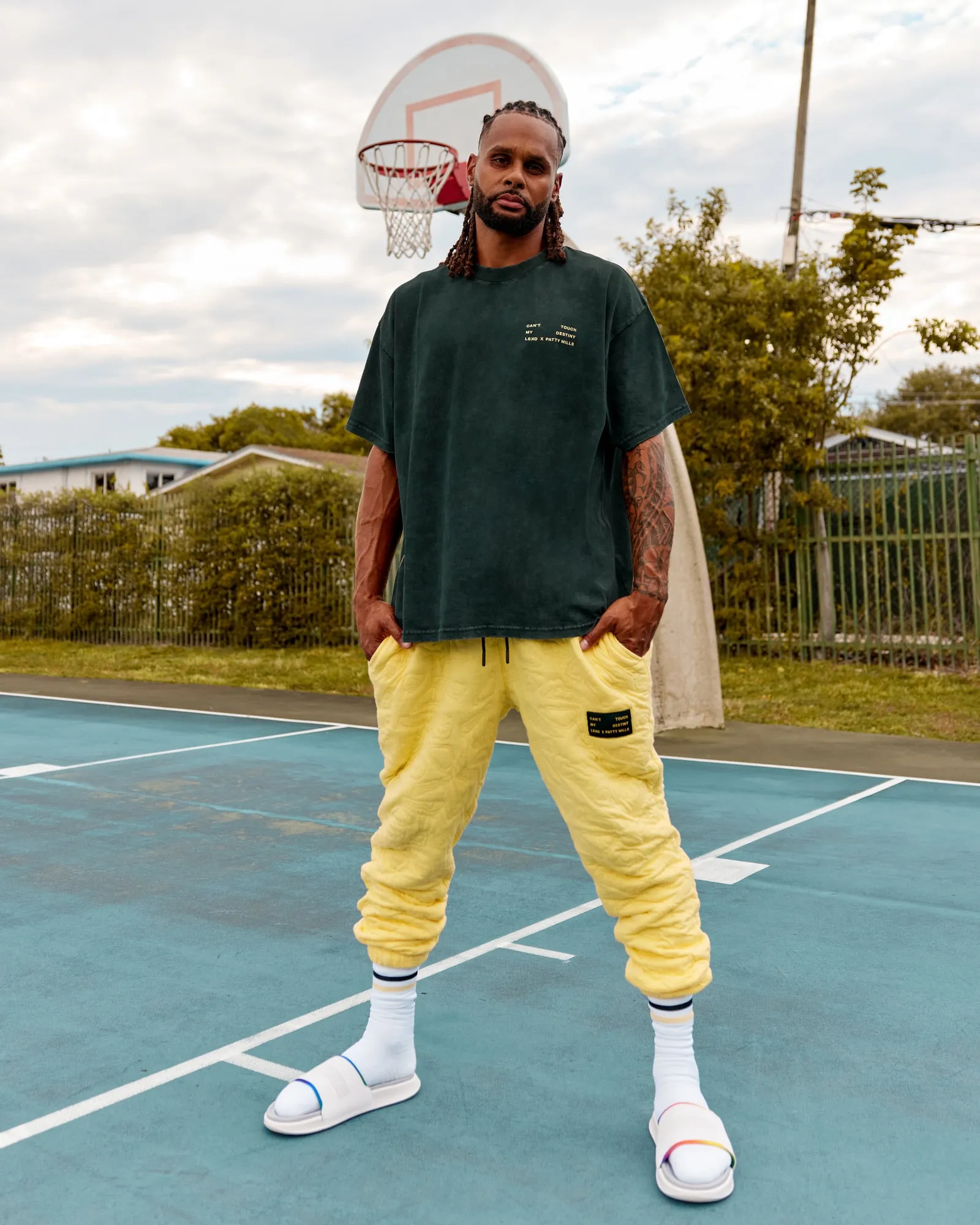 Patty Mills Washed Destiny Heavyweight Tee Oversize - Vital Green-Laguna