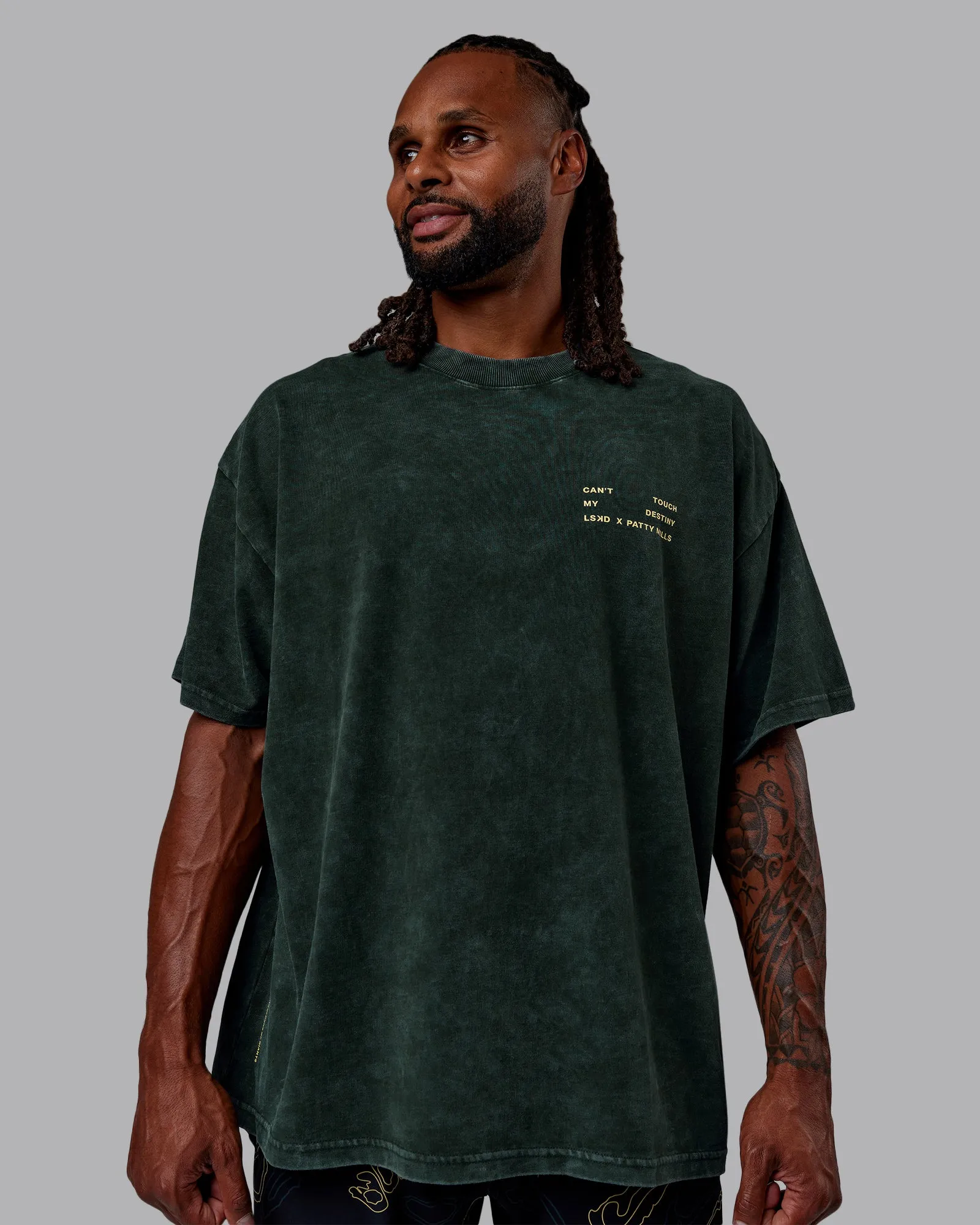 Patty Mills Washed Destiny Heavyweight Tee Oversize - Vital Green-Laguna