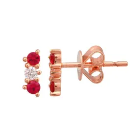 Ruby & Diamond Bar Earring