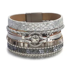 'Star' Charm Cuff Bracelet - silver