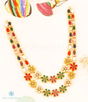 The Indrani 2 layer Silver Navratna Necklace