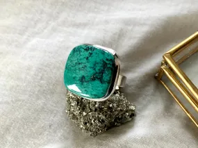 Tibetan Turquoise Adjustable Ring - Square