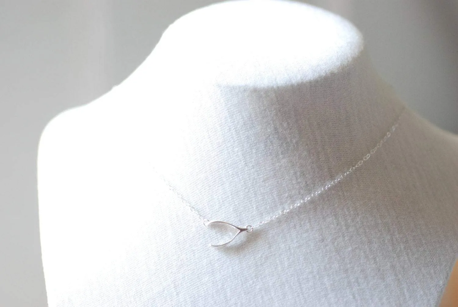 Wholesale Sterling Silver Sideways Wishbone Necklace - 925 Sterling Silver Wishbone Necklace, Silver Wishbone Necklace, Simple Dainty Jewelry