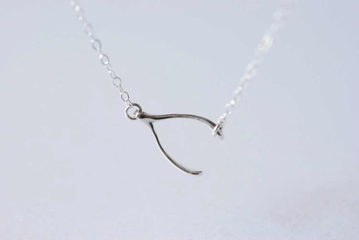 Wholesale Sterling Silver Sideways Wishbone Necklace - 925 Sterling Silver Wishbone Necklace, Silver Wishbone Necklace, Simple Dainty Jewelry