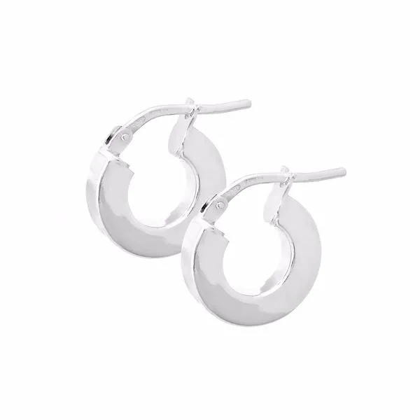 XXS Ventimiglia Squared Edged Huggie Earrings - Silver